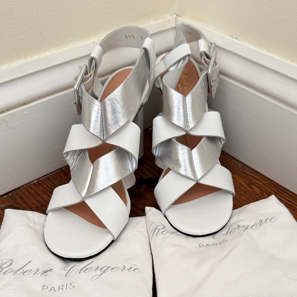 Robert Clergerie White Liissia Dress Sandal Sz 39.5 US 9M